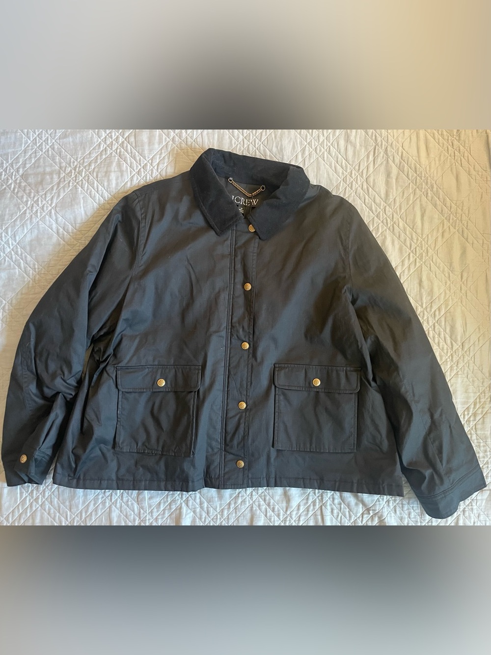 J CREW Cropped Barn Jacket™ in ripstop cotton Black Size 2X NWT $228 CN056 - Picture 7 of 9